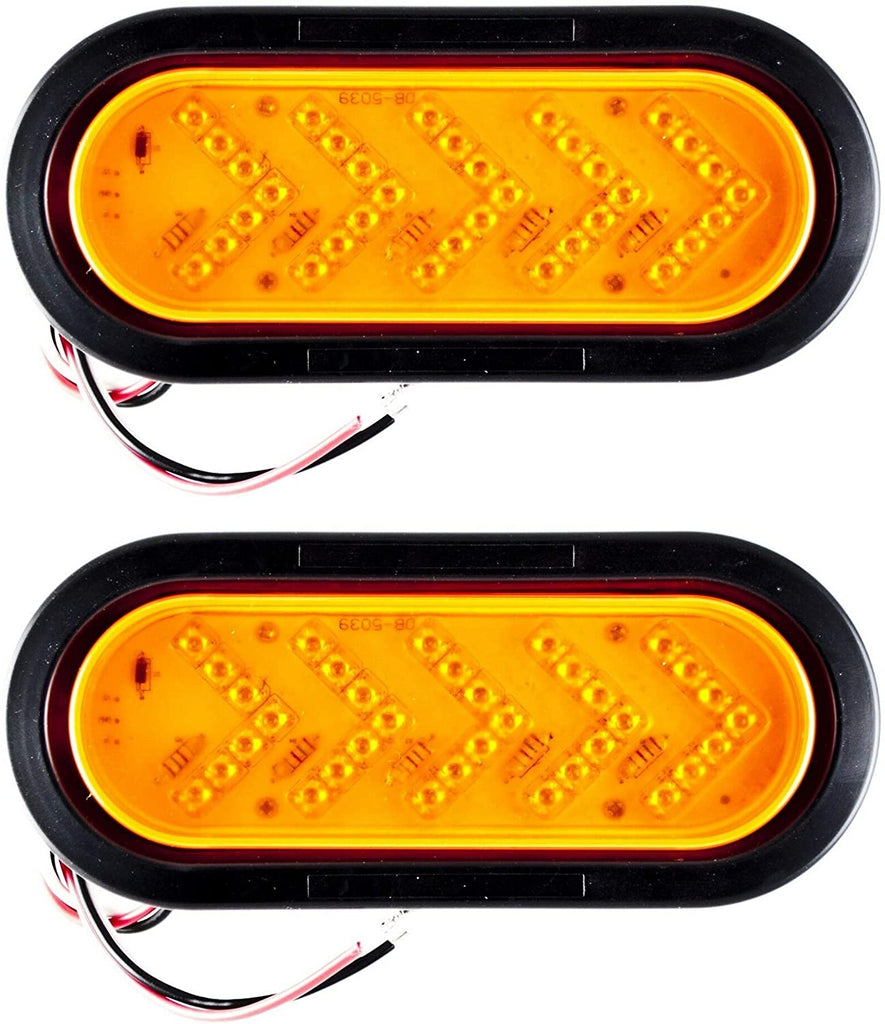 6 Inch Amber 35 LED Sequential Arrow Pointing Turn Trailer Tail