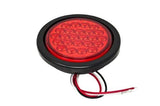 Red/White/Amber 4" Round 24 LED Stop Turn Tail Light Reverse Backup Parking Running Lights 3 Wire Pigtail Plug Grommet Trucks Trailer RV Boat Camper Dump Truck IP67 Waterproof DOT Certified 12V