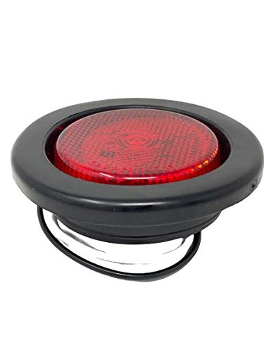 All Star Truck Parts] 2.5" Red/Amber 4 Led Round Side Marker Clearance Lights Grommet Flush Mount, Sealed Truck Trailer with Reflex Lens, IP67 Waterproof- Super Bright DOT SAE P2 FMVSS 180