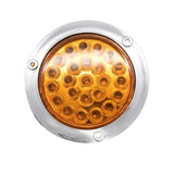 Red/White/Amber 4" Round LED Trailer Tail Light 24 LED Chrome Bezels Stop Turn Tail Brake Signal/Reverse Backup/Marker Lights Trucks Trailer RV Camper Dump Truck Waterproof