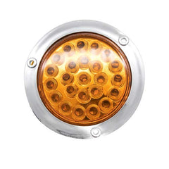 Red/White/Amber 4" Round LED Trailer Tail Light 24 LED Chrome Bezels Stop Turn Tail Brake Signal/Reverse Backup/Marker Lights Trucks Trailer RV Camper Dump Truck Waterproof