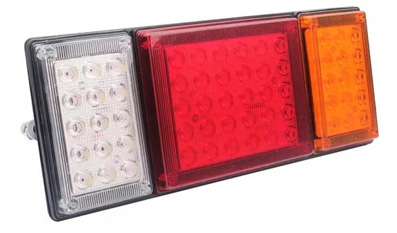 All Star Truck Parts] 60 LED Truck Rectangle 3 Color Tail Light Bar Waterproof Turn Signal Brake Reverse Running Combination Combo Box Truck Boat Trailer Pickup RV Camper UTV Vans (2PCS) 12V 12" x 5"