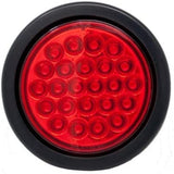 Red/White/Amber 4" Round 24 LED Stop Turn Tail Light Reverse Backup Parking Running Lights 3 Wire Pigtail Plug Grommet Trucks Trailer RV Boat Camper Dump Truck IP67 Waterproof DOT Certified 12V