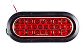 Red/White/Amber 4" Round 24 LED Stop Turn Tail Light Reverse Backup Parking Running Lights 3 Wire Pigtail Plug Grommet Trucks Trailer RV Boat Camper Dump Truck IP67 Waterproof DOT Certified 12V