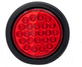 Red/White/Amber 4" Round 24 LED Stop Turn Tail Light Reverse Backup Parking Running Lights 3 Wire Pigtail Plug Grommet Trucks Trailer RV Boat Camper Dump Truck IP67 Waterproof DOT Certified 12V