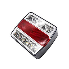 All Star Truck Parts] Stud Mounted 15 LED Trailer Towing Light Set Red/Amber (Stop Turn Tail) & White (License Plate), IP68 Waterproof, DOT Approved, Clear Lens, Left and Right Side Lights