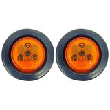 All Star Truck Parts] 2x 2.5 Amber 3 LED Round Side Marker Clearance Lights Grommet Flush Mount, Sealed Truck Trailer with Reflex Lens, IP67 Waterproof- Super Bright DOT SAE P2 FMVSS 180