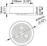 All Star Truck Parts] 2.5" Red/Amber 3 LED Round Side Marker Clearance Lights Grommet Flush Mount, Sealed Truck Trailer with Reflex Lens, IP67 Waterproof- Super Bright DOT SAE P2 FMVSS 180