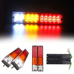 [ALL STAR TRUCK PARTS] 20 LED Trailer Tail Lights Bar Waterproof, DC12V Turn Signal and Parking Reverse Brake Running Lamp for Car Truck Red Amber White (2 Pack)