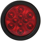 Qty 10-4" Inch 10 LED Round Stop/Turn/Tail Light Kit Red LED with Grommet and Pigtail Plug Trailer Truck Tow Truck