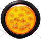 [ALL STAR TRUCK PARTS] 4" Inch White Red Amber 12 LED Round Stop/Turn/Tail/Reverse/Backup/Mid Turn/Signal Trailer Light Kit with 3 wire Pigtail Plug & Grommet