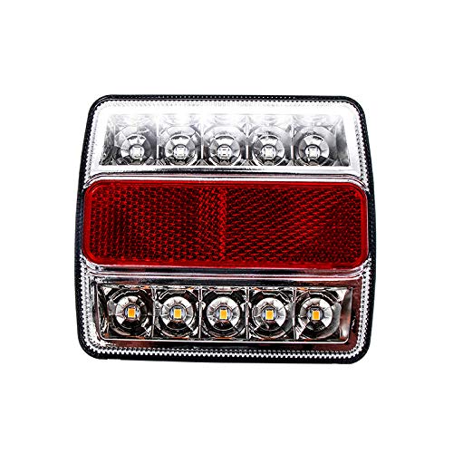 All Star Truck Parts] Stud Mounted 15 LED Trailer Towing Light Set Red/Amber (Stop Turn Tail) & White (License Plate), IP68 Waterproof, DOT Approved, Clear Lens, Left and Right Side Lights