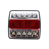 All Star Truck Parts] Stud Mounted 15 LED Trailer Towing Light Set Red/Amber (Stop Turn Tail) & White (License Plate), IP68 Waterproof, DOT Approved, Clear Lens, Left and Right Side Lights