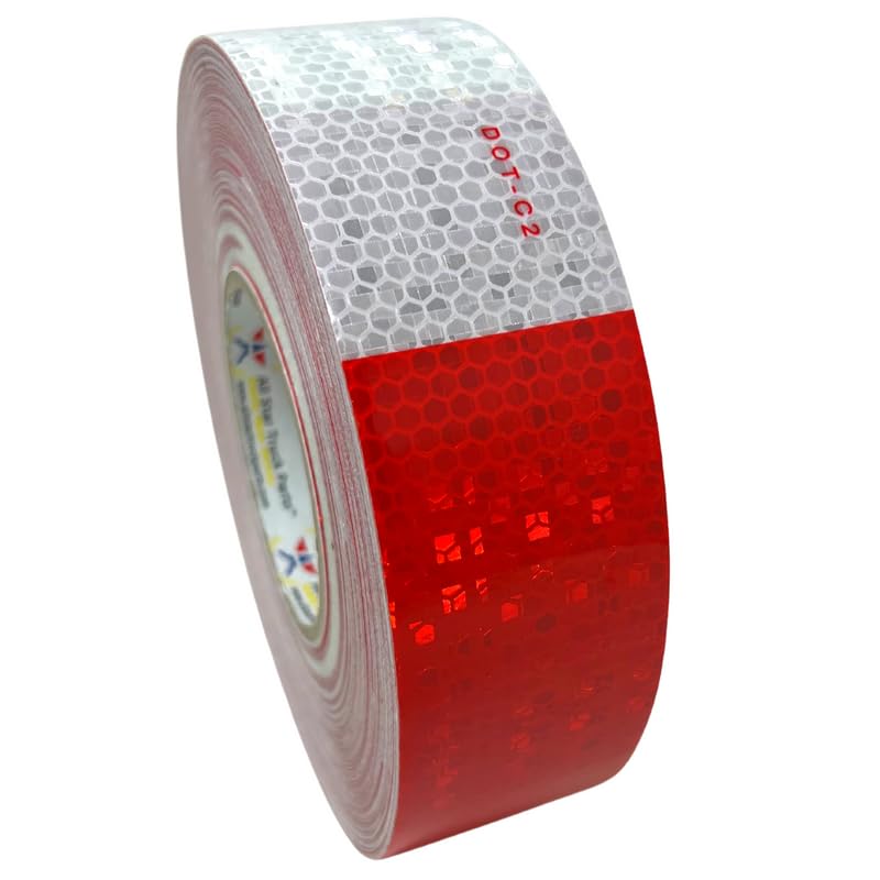 All Star Truck Parts] Conspicuity Tape Premium DOT-C2 Approved Reflective Truck Trailer Red White 2�x150� 4 Year Average Life -1 Roll