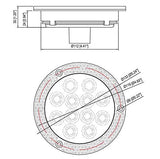 All Star Truck Parts] 4" Inch Flange Mount Reflective Ring Bezel Red/White 12 LED Round Stop Turn Tail Reverse Backup Tail Trailer Truck Flatbed RV Camper Bus Light Kit with 3 Wire Pigtail Plug 12V