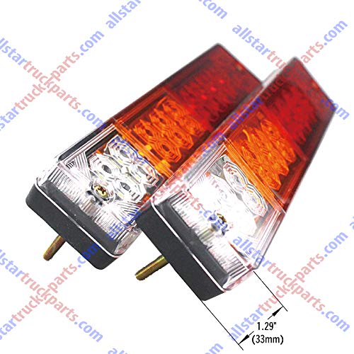 [ALL STAR TRUCK PARTS] 20 LED Trailer Tail Lights Bar Waterproof, DC12V Turn Signal and Parking Reverse Brake Running Lamp for Car Truck Red Amber White (2 Pack)