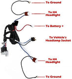 4-Headlight Relay Wiring Harness H4 Headlamp Light Bulb Ceramic Socket Plugs Set