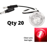 QTY 20-3/4 (.75 Inch) Mini Clear Lens Red/Amber 3 LED Clearance Lamp Round Indicator Fender Side Marker Lights Waterproof with Chrome Ring Camper Van Truck Trailer Pickup ATV 12V DC 2835 SMD 12V