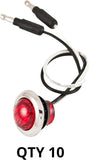 Qty 10-3/4" RED 3 LED CLEARANCE SIDE MARKER BULLET LIGHTS CHROME RING TRAILER