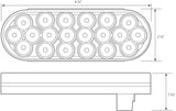 6" Oval LED Recessed Amber Strobe Light, 24 LED DOT/SAE Approved & Marked, Waterproof, Super Bright High Powered Strobe for Towing