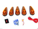 (Set of 5) 5-1/2 in. Amber Teardrop Cab Light Kit Trucks Vans Pickups Semis RVs Boat