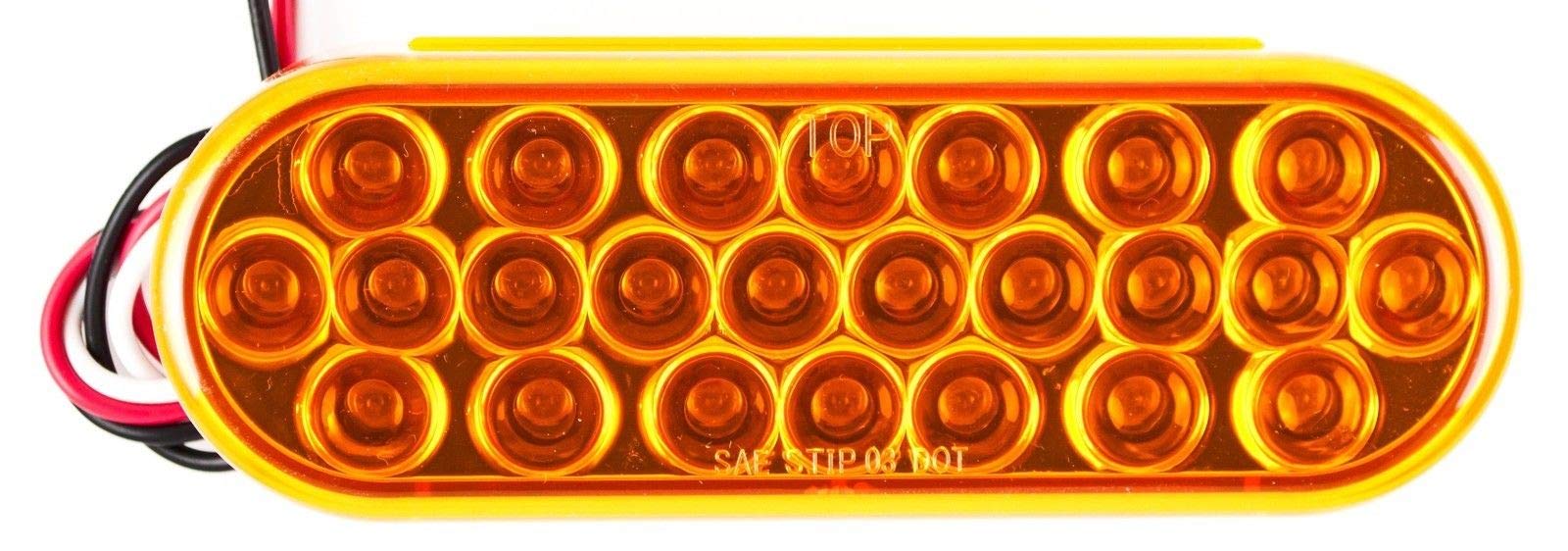 All Star Truck Parts] 6" Oval LED Recessed Amber Strobe Light, 24 LED DOT/SAE Approved & Marked, Waterproof, Super Bright High Powered Strobe for Towing�