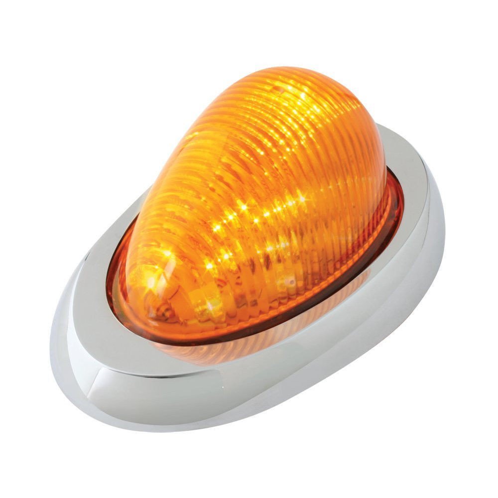 Pair (Qty 2) 6" Amber Sleeper Cab LED Side Marker/Turn Signal Led Light Clearance For Freightliner Century/Columbia Surface Mount Chrome Bezel Amber 15 LED Clear Lens Oval Sealed