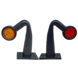 All Star Truck Parts] 2pc Amber/Red 32-LED Double Face Rubber Surface Mount Pedestal Fender Side Marker Light Truck Trailer Flatbed Cargo Utility- Left and Right Angled Rugged IP67 Waterproof