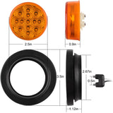 Amber/Red 2.5" Round Led Clearance Side Marker Lights Kit 13 LED Diodes Reflector Grommet Wire Pigtail Truck Utility Trailer RV UTV Tractor Flush Mount Waterproof 12V Sealed