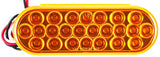 Amber 6" Oval 24 LED Trailer Signal Mid Turn Stop Turn Tail Mid Ship Indicator Light DOT/SAE Certified IP67 Waterproof Headache Rack Backrack Truck Camper RV Flatbed 12V Bright