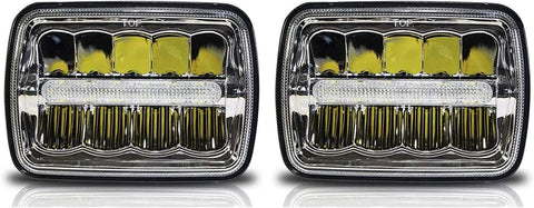 5x7 LED Headlights 7x6 Headlamps Osram Chip Angel Eye DRL Sealed Beam Replacement for H6054 6054 Jeep Wrangler YJ Cherokee XJ Chevy Express Astro Van Blazer S10 Toyota 4Runner Ford Ranger DOT 2PCS