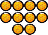 All Star Truck Parts] 4" Inch White Red Amber 12 LED Round Stop/Turn/Tail/Reverse/Backup/Mid Turn/Signal Trailer Light Kit with 3 wire Pigtail Plug & Grommet