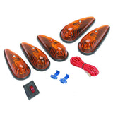 (Set of 5) 5-1/2 in. Amber Teardrop Cab Light Kit Trucks Vans Pickups Semis RVs Boat