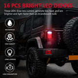 All Star Truck Parts] DOT Compliant 16 LED Jeep style Universal Tail Brake Turn Stop Back up Lights for Truck Trailer Boat Jeep etc,12V Stud Mounted Lamps,Pack of 2