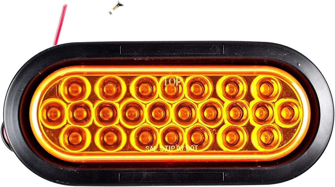 All Star Truck Parts] 6" Oval LED Recessed Amber Strobe Light, 24 LED DOT/SAE Approved & Marked, Waterproof, Super Bright High Powered Strobe for Towing�