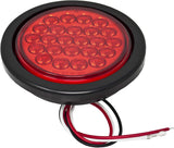 [ALL STAR TRUCK PARTS] 4" Inch Red 24 LED Round Stop/Turn/Tail Truck Trailer Light Kit with 3 wire Pigtail Plug & Grommet- Qty 10