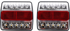 All Star Truck Parts] Stud Mounted 15 LED Trailer Towing Light Set Red/Amber (Stop Turn Tail) & White (License Plate), IP68 Waterproof, DOT Approved, Clear Lens, Left and Right Side Lights