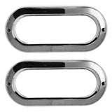 [ALL STAR TRUCK PARTS] [2x] 6" Inch Oval Chrome Bezel Grommet for Vehicle Lights Stop Turn Tail Light Covers Rings for Truck Trailer Kenworth Peterbilt 2pcs