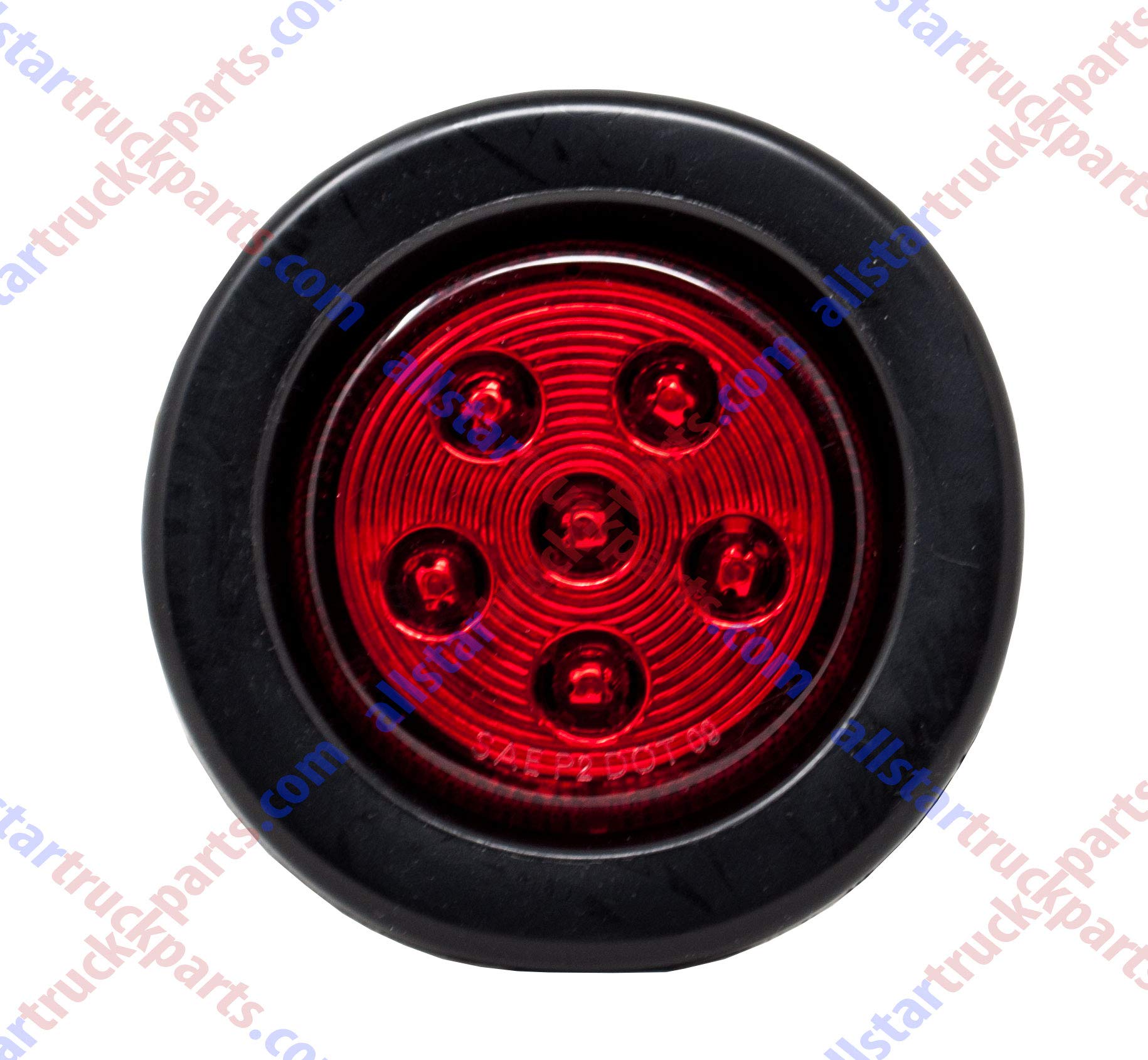 2.5/2-1/2" Round 6 LED Red/Amber Light Truck Trailer Side Marker Clearance Grommet Pigtail Plug Kit