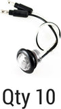 Qty 10-3/4" WHITE 3 LED CLEARANCE SIDE MARKER BULLET LIGHTS BLACK RING TRAILER