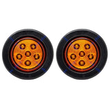 2.5/2-1/2" Round 6 LED Red/Amber Light Truck Trailer Side Marker Clearance Grommet Pigtail Plug Kit