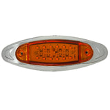 [12-LED RED/AMBER] [6.7" x 2.2"] Side Marker Red Light with Chrome Bezel, Universal LED Clearance Markers for Truck Trailer Boat ATV Marine Marker lights 12V High Brightness Side Marker Lights