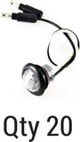 Qty 20-3/4" WHITE 3 LED CLEARANCE SIDE MARKER BULLET LIGHTS BLACK RING TRAILER