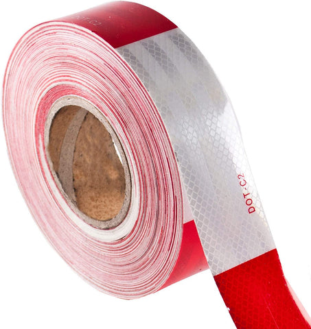 2"x150' roll DOT-C2 PREMIUM Reflective Safety 6" Red and 6" White Conspicuity Tape Truck Trailer Horse Trailer Diamond Pattern LONG LASTING WATERPROOF MATERIAL, SUPER STRONG ADHESIVE!