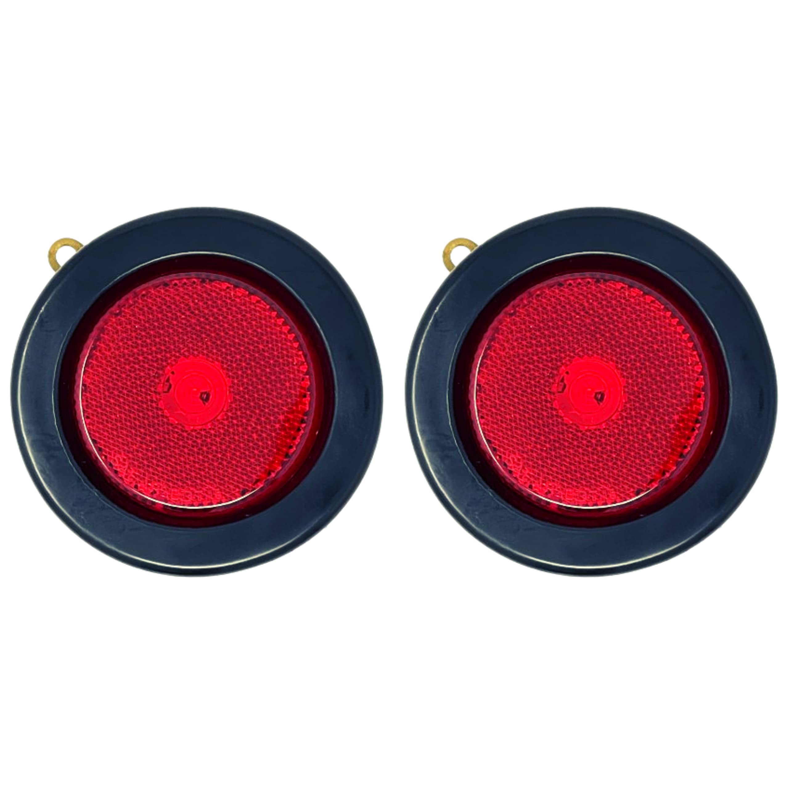 All Star Truck Parts] 2.5" Red/Amber 4 Led Round Side Marker Clearance Lights Grommet Flush Mount, Sealed Truck Trailer with Reflex Lens, IP67 Waterproof- Super Bright DOT SAE P2 FMVSS 180