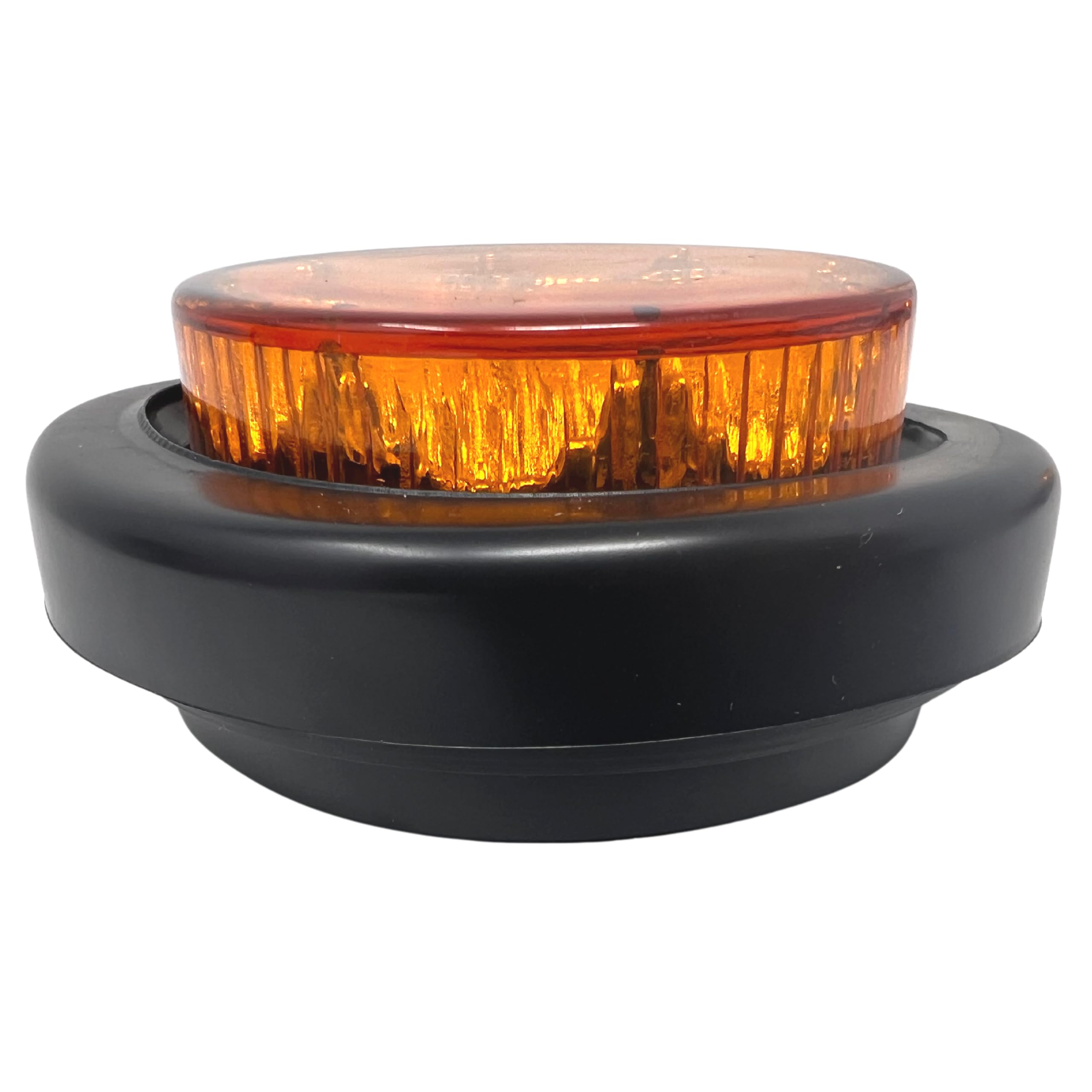 All Star Truck Parts 2" Round Amber/Red 13 LED Light Side Marker Clearance Reflector Lens Rubber Grommet + Removable 2 Wire Pigtail Plug IP67 Waterproof Trailers RV's Trucks Off Road Dump Truck 12V