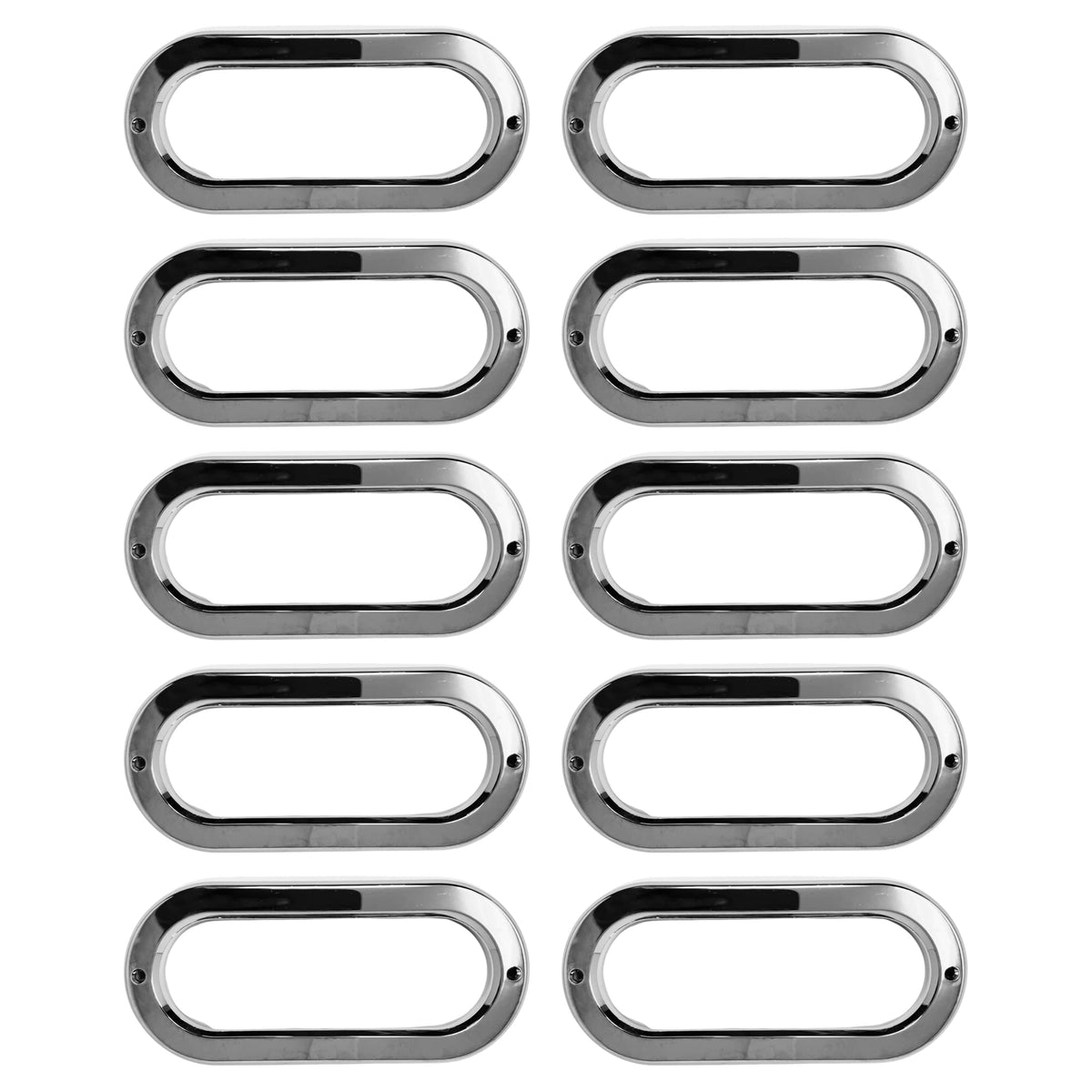 [ALL STAR TRUCK PARTS] [10x] 6" Inch Oval Chrome Bezel Grommet for Vehicle Lights Stop Turn Tail Light Covers Rings for Truck Trailer Kenworth Peterbilt 10pcs