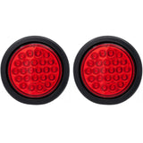 Red/White/Amber 4" Round 24 LED Stop Turn Tail Light Reverse Backup Parking Running Lights 3 Wire Pigtail Plug Grommet Trucks Trailer RV Boat Camper Dump Truck IP67 Waterproof DOT Certified 12V