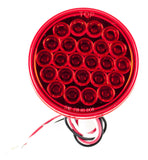 All Star Truck Parts] 4" Inch Red 24 LED Round Stop/Turn/Tail Truck Trailer LightS with 3 wire Pigtail Plug - Qty 10