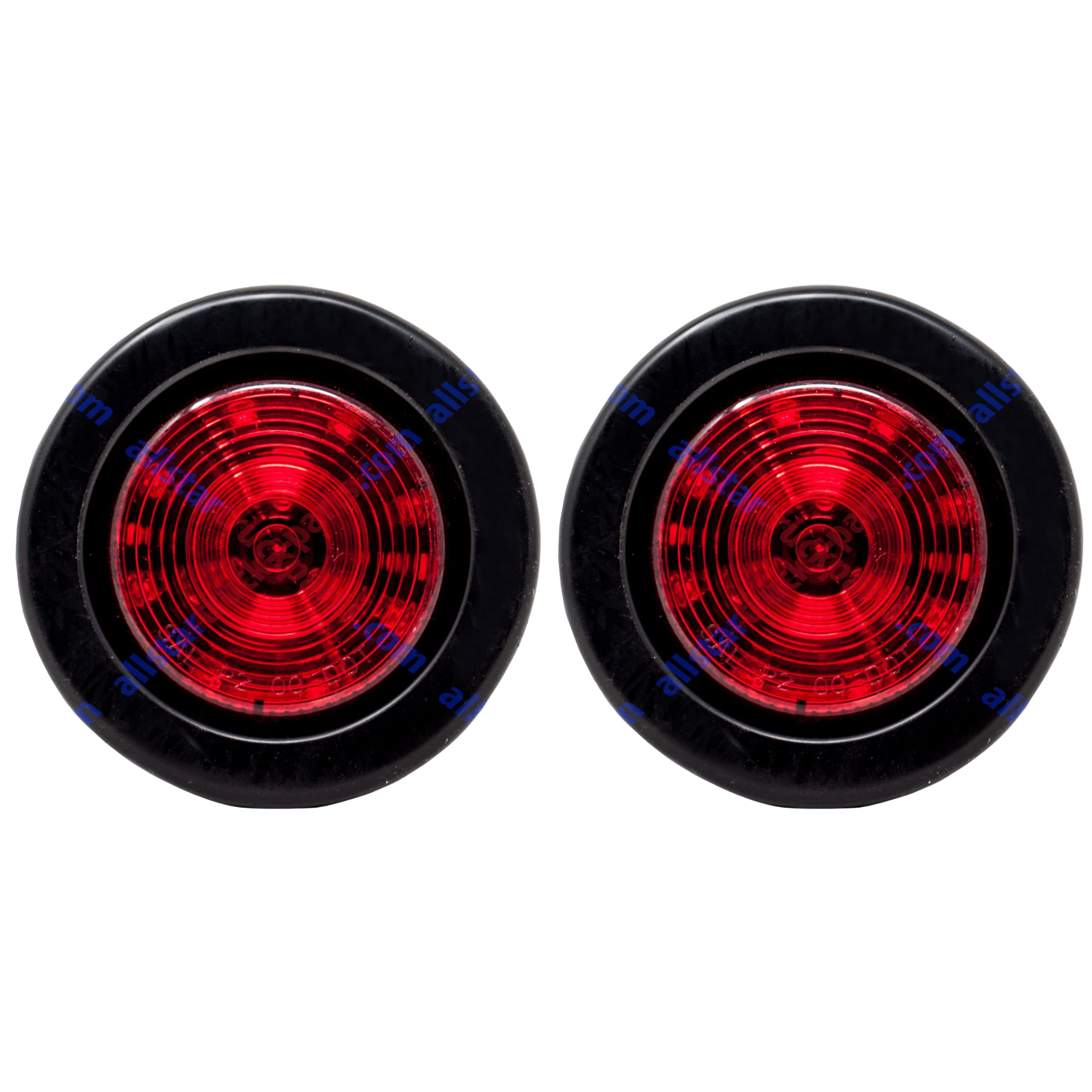 All Star Truck Parts] 2.5" Red/Amber 12 Led Round Side Marker Clearance Lights Grommet Flush Mount, Sealed Truck Trailer with Reflex Lens, IP67 Waterproof- Super Bright DOT SAE P2 FMVSS 180